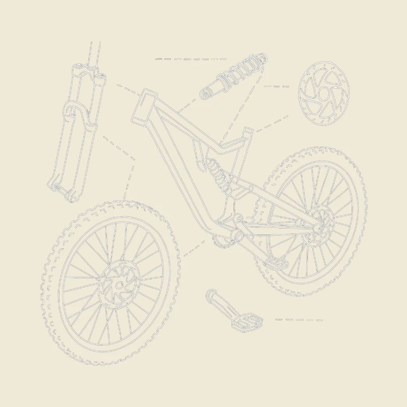 DH-Bike Exploded Drawing: MTB Technique Sketch