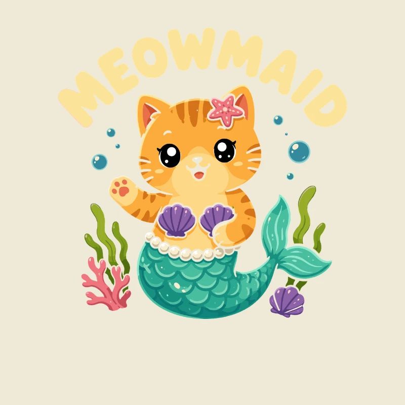 Jeu de mots Chat sirène-chat mignon