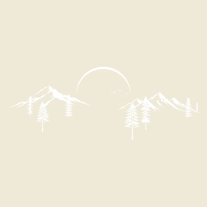 Moonlit Mountain Forest Silhouette