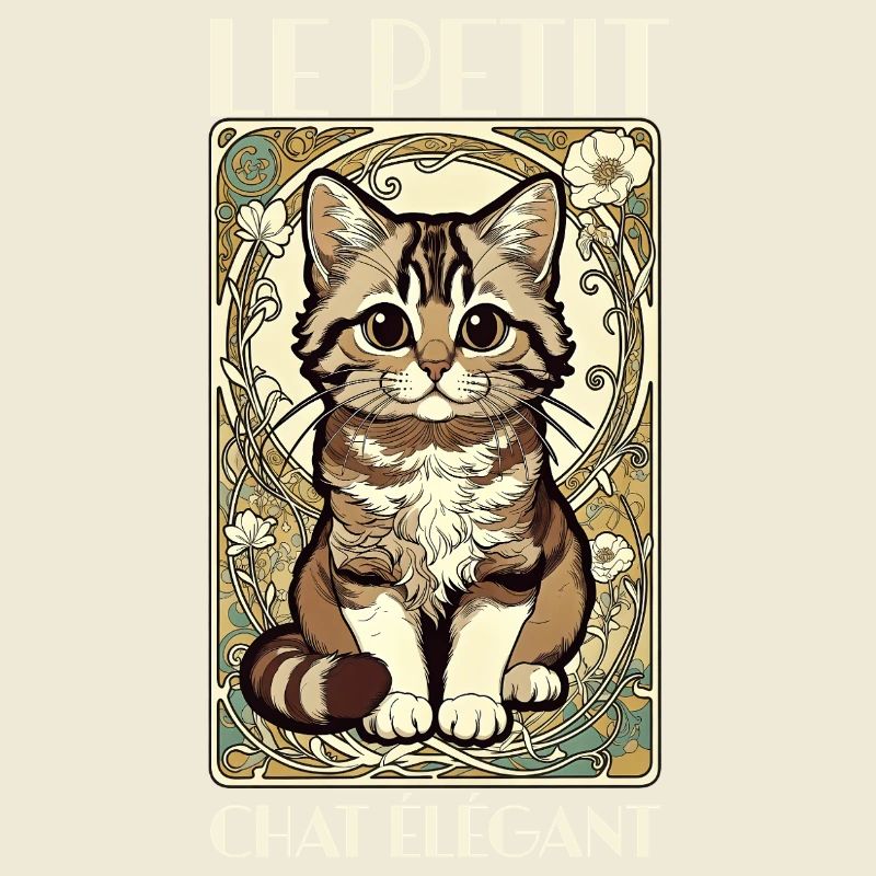 Le Petit Chat Élégant – Jugendstil Katze