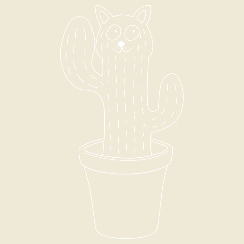 Chat - Cactus - Pot de fleurs