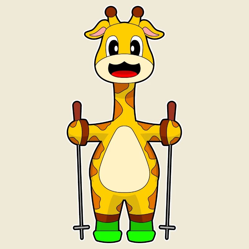 Giraffe Ski Skier Bâtons de ski