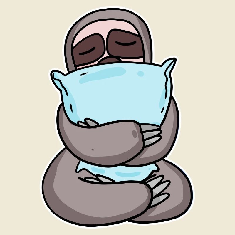Sloth with pillow