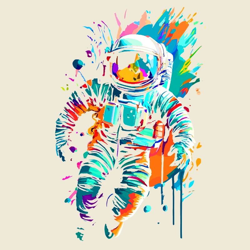 Colored astronaut in space space