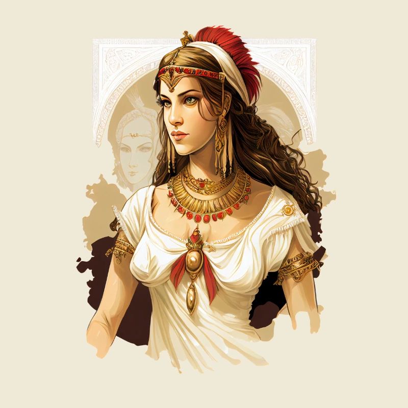 Antique Queen in Red Tiara