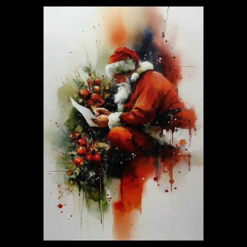 Aquarell-Weihnachtsmann-Lesebrief