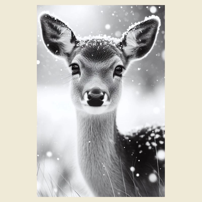 Cerf tranquille dans la forêt enneigée