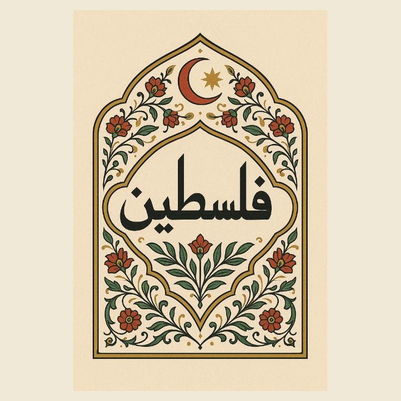 Palestinian Calligraphy with Floral Pattern