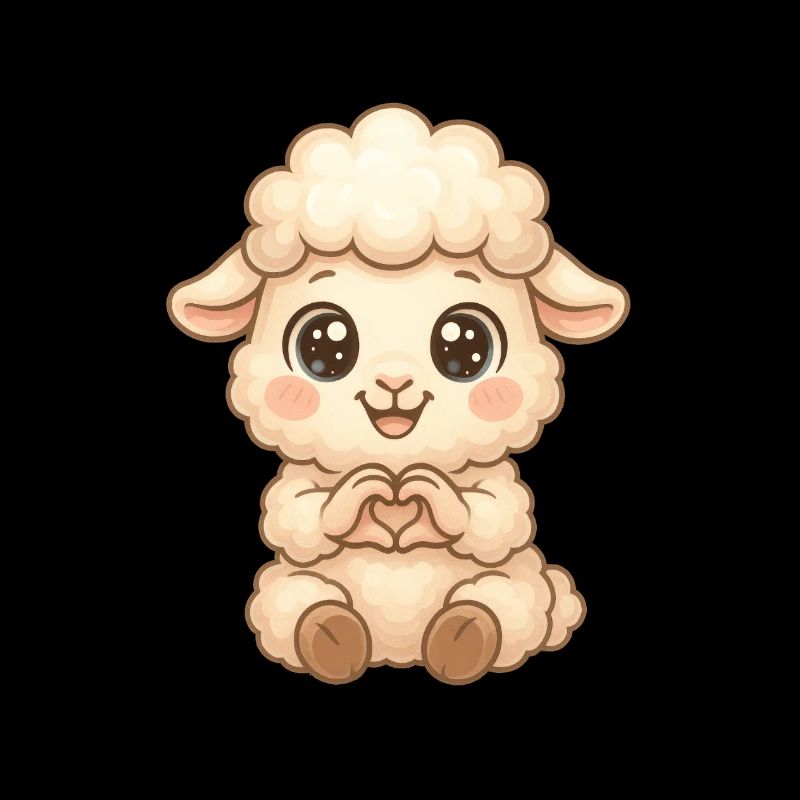 Cute Sheep with Heart Hands