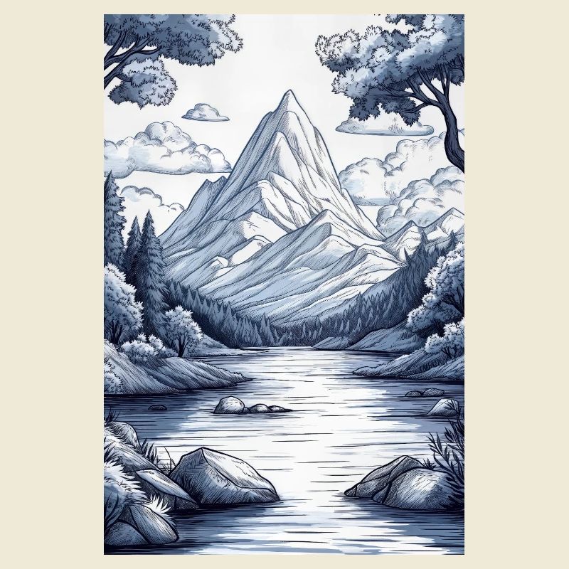 Illustration einer Gebirgslandschaft