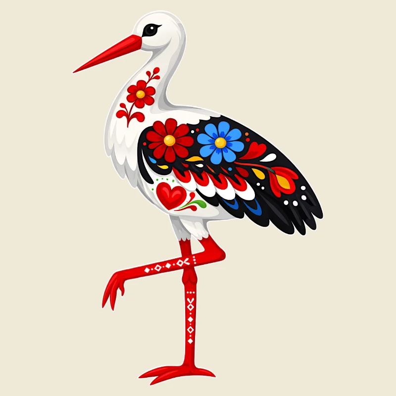 Cigogne populaire debout sur une jambe