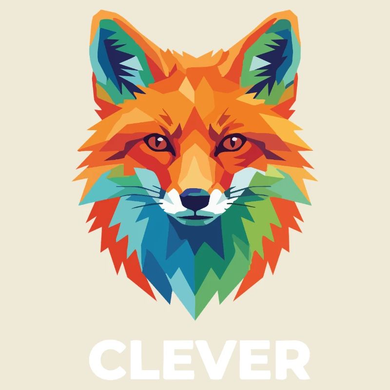 Clever Geometric Fox Colorful Pop Art