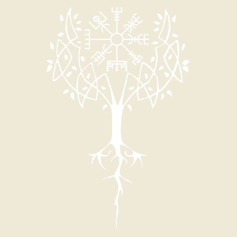 White tree of life and Viking compass
