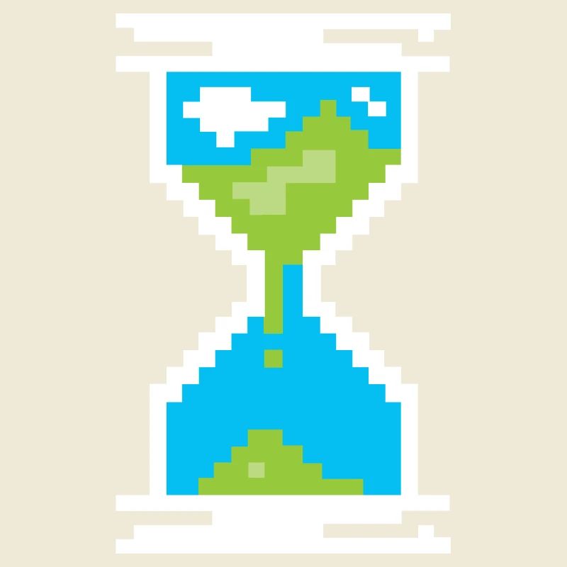 Pixel Sanduhr Symbol -Landschaft der Erde