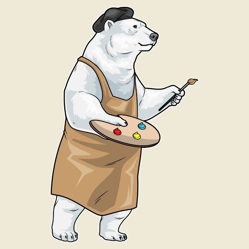 Polar Bear Painter Brush Painting