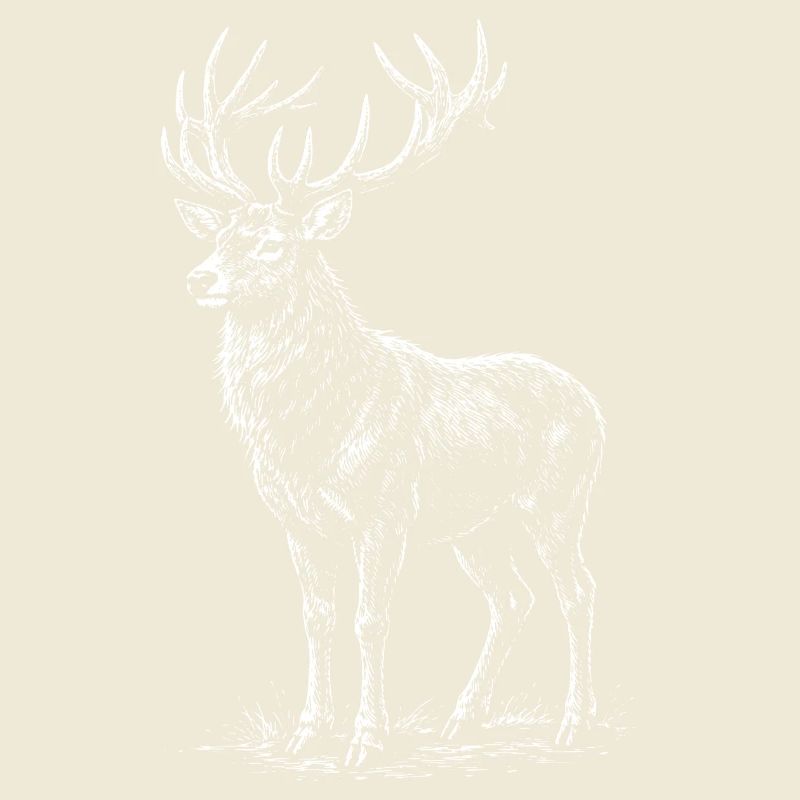 White Deer Silhouette with Antlers