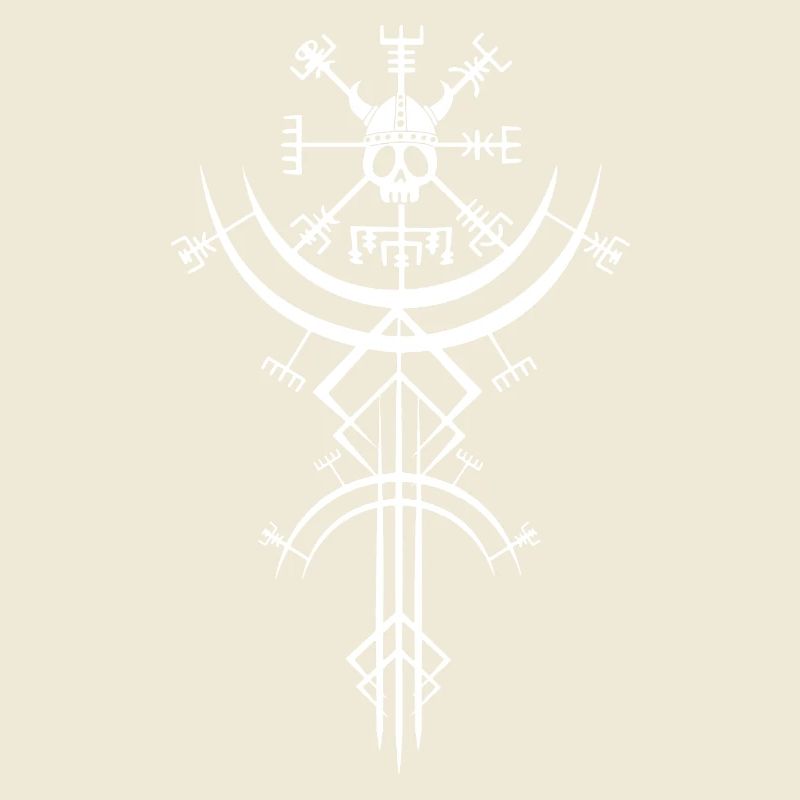 Weißer Totenkopf und Wikinger-Kompass