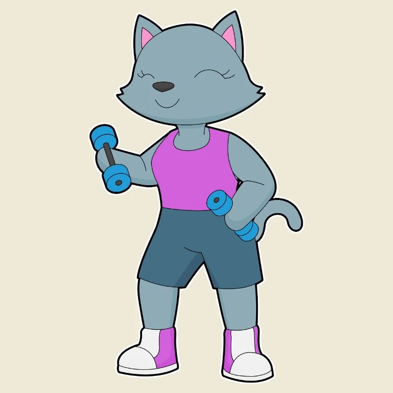 Cat Bodybuilder Dumbbells Bodybuilding