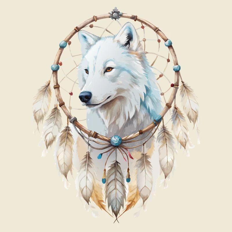 Wolf in einem Traumfänger-Mystisches Wolfs Design