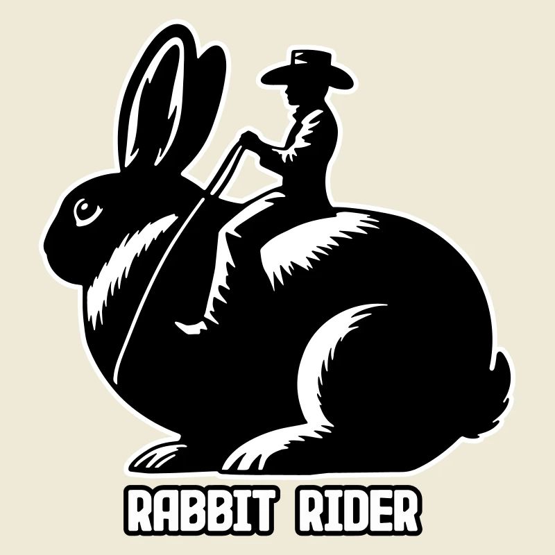 Rabbit Rider (texte léger - avec contour, 3 couleurs)