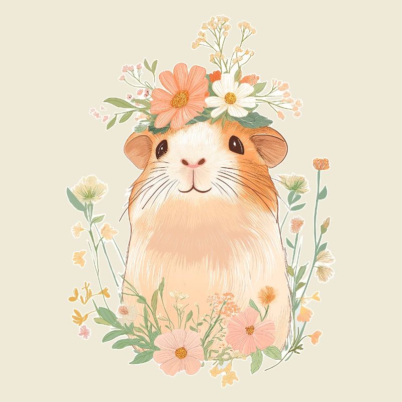 Cochon d’Inde avec des fleurs