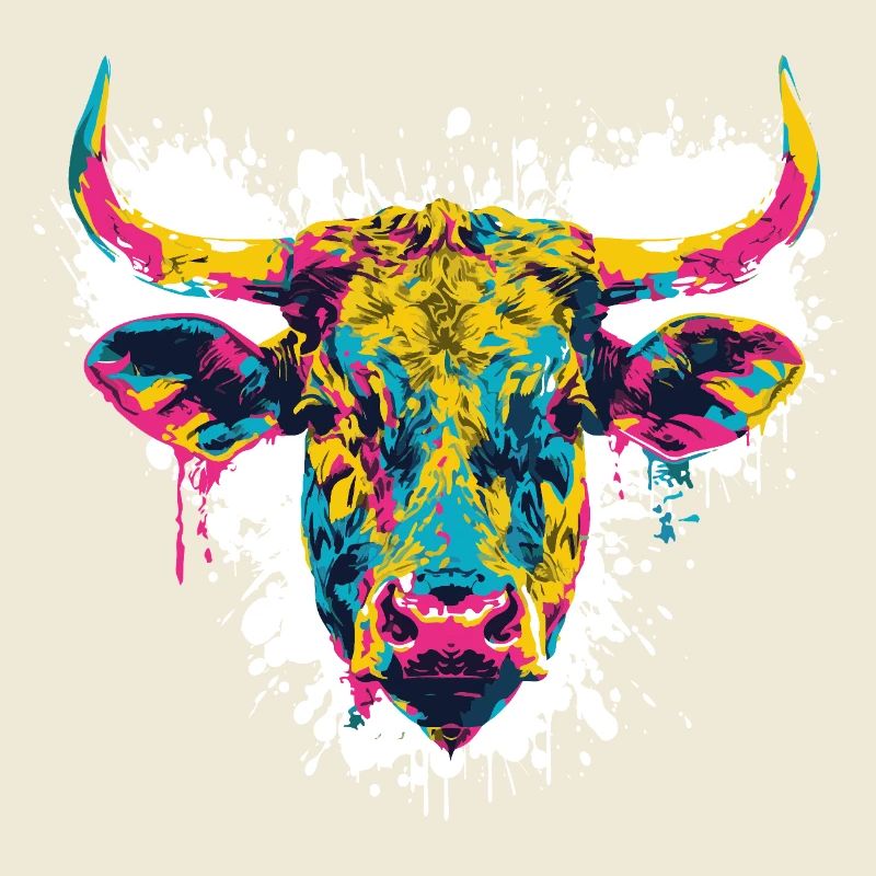 Cow Head Beef Paint Blobs