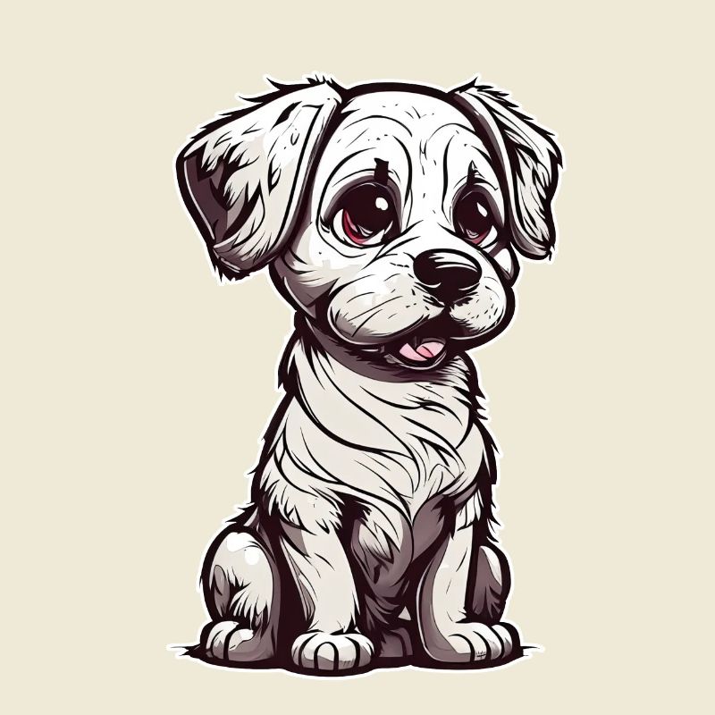Bébé chien mignon assis avec de grands yeux