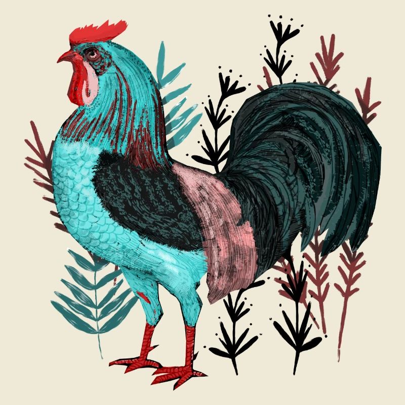 Le coq turquoise dans la conception végétale