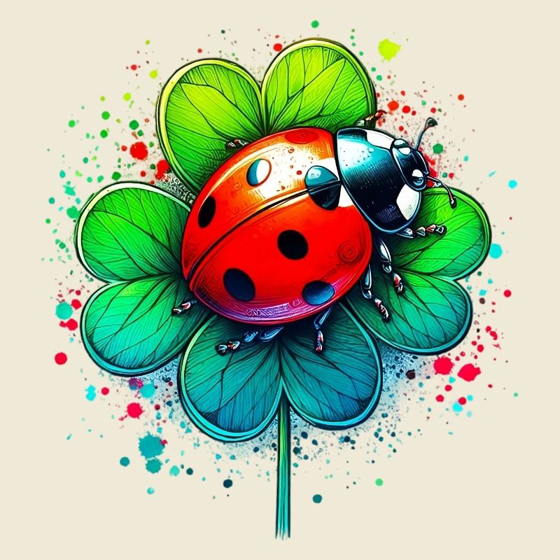 Ladybug on a four-leaf clover