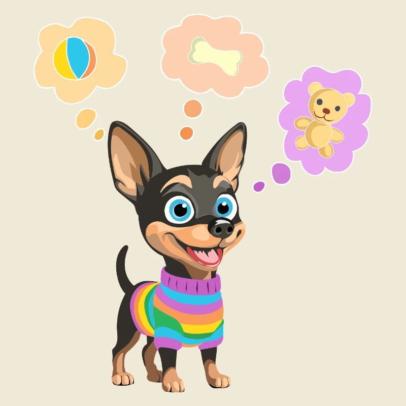 Süßer Hund im Regenbogenpullover für Kinder