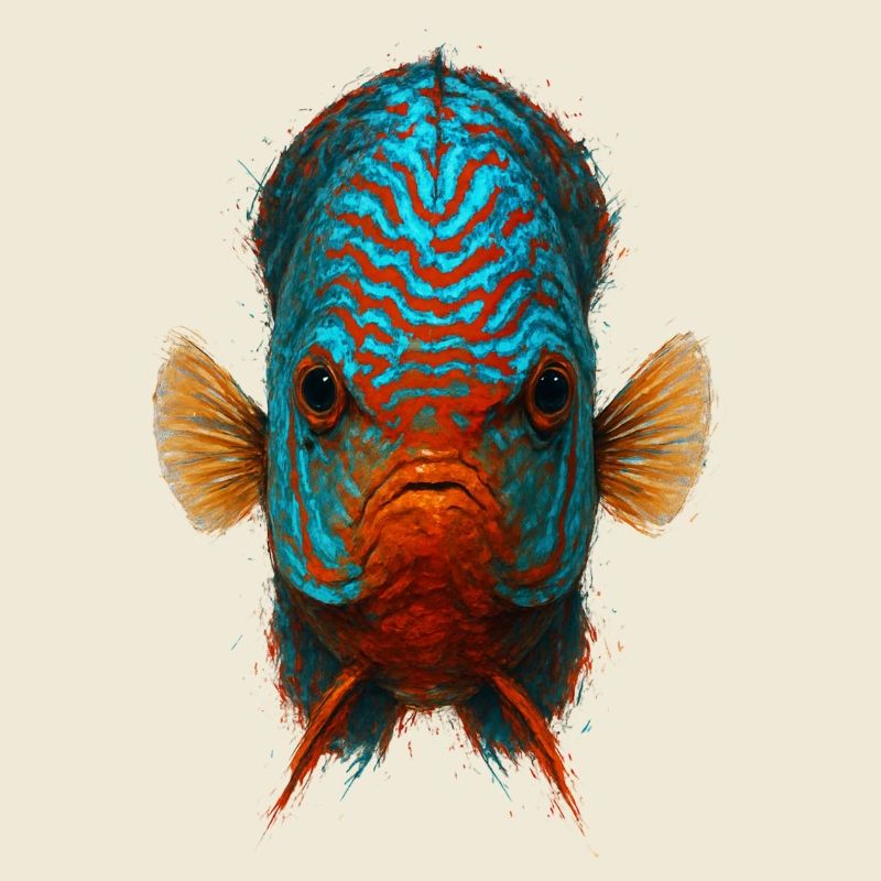 Poisson Discus Bleu et Orange Regard Intense