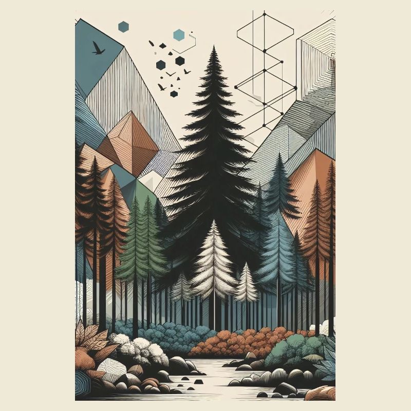 Abstract Enchanted Forest Magic and Geometry Unite