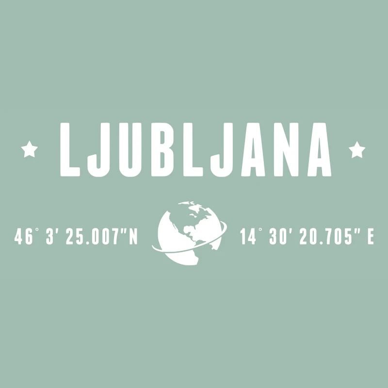 Ljubljana GPS Coordinates Globe Modern Typography