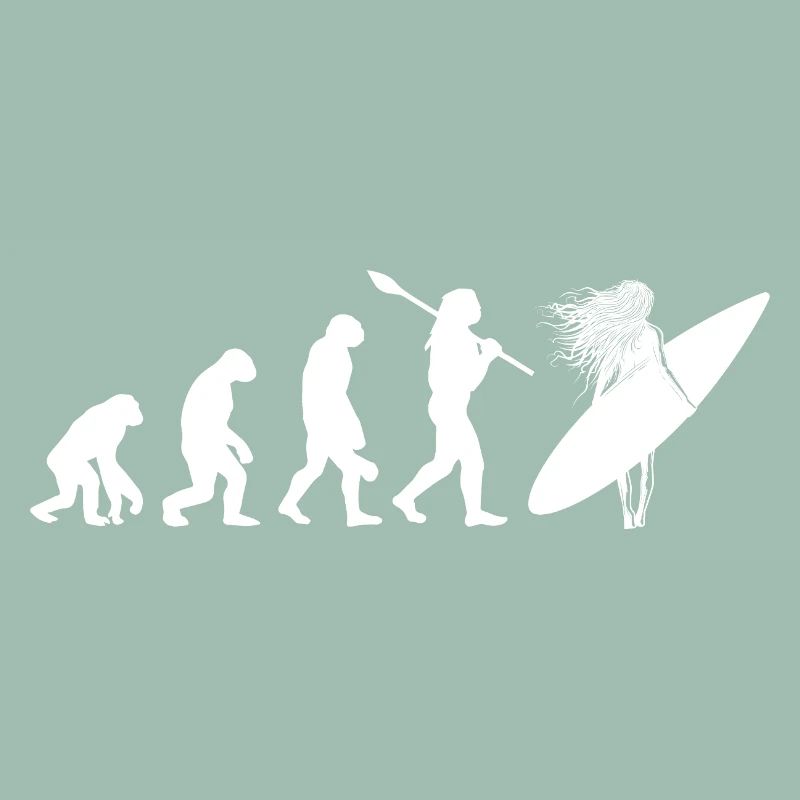 Surfing Evolution Female Surfer Silhouette Art