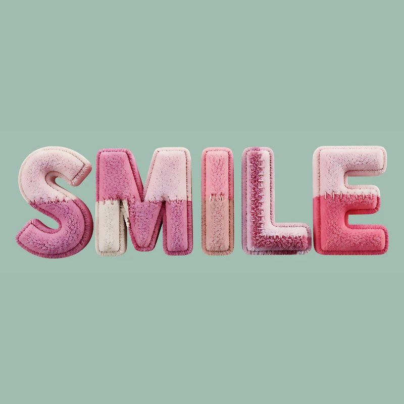 Tendance en patchwork de lettrage de sourire moelleux
