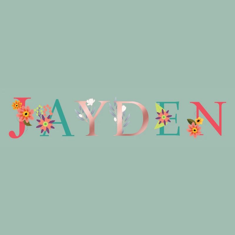JAYDEN Prénom Art avec fleurs brodées
