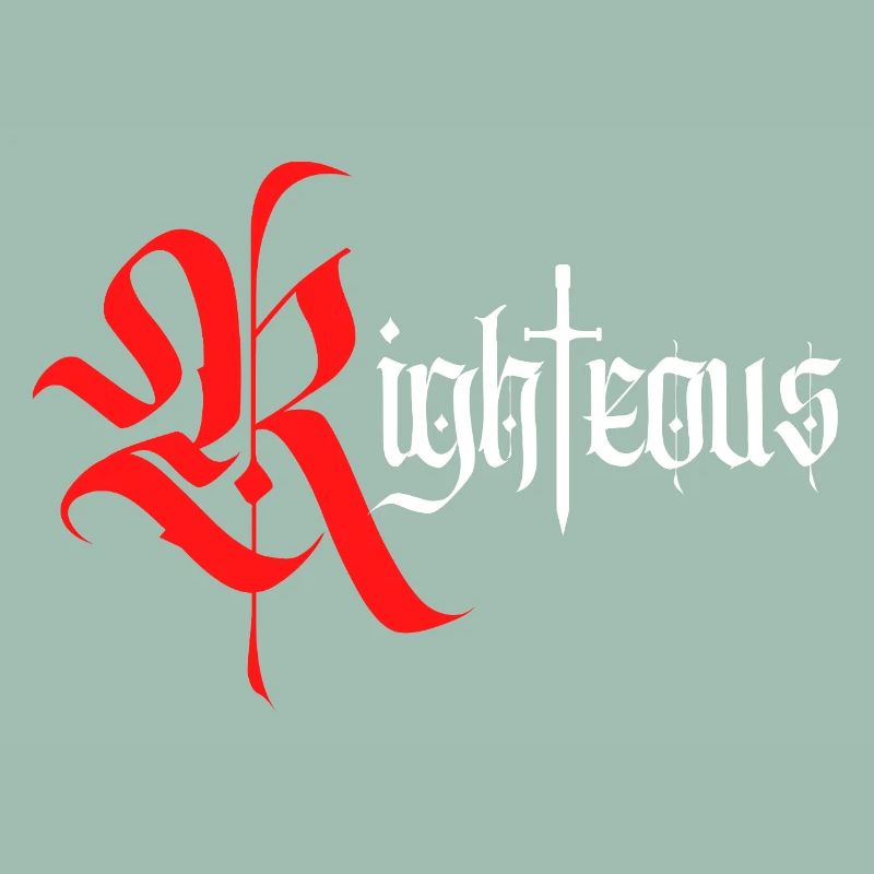 Gothique Righteous Design avec épée avec texte blanc