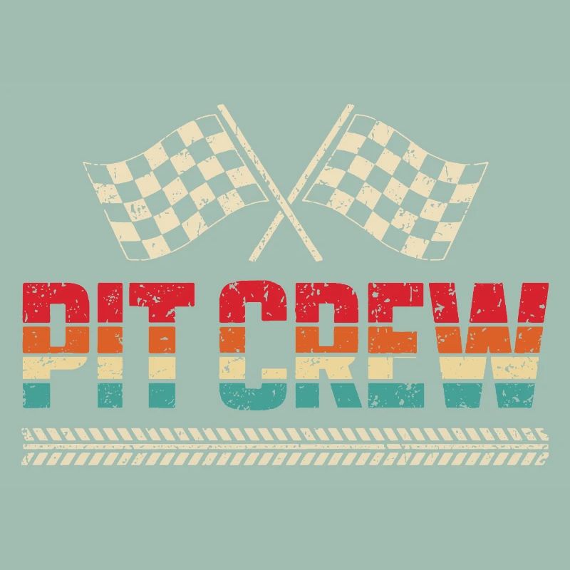 Pit Crew Équipe de Course Automobile Vintage