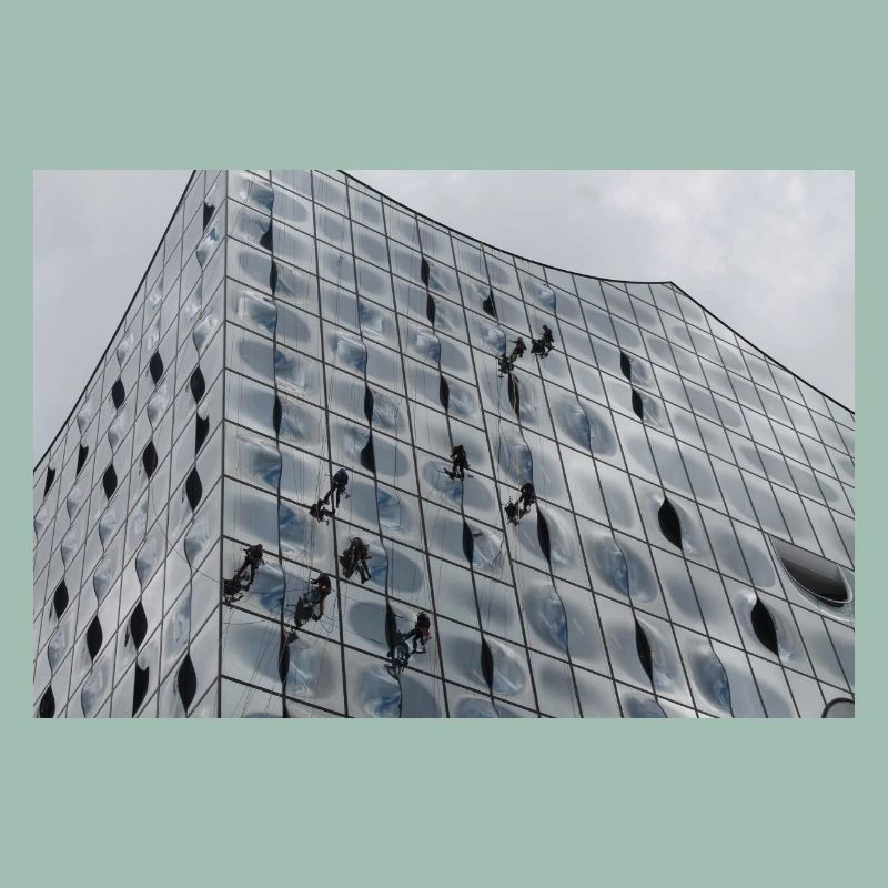Elbphilharmonie with window cleaners