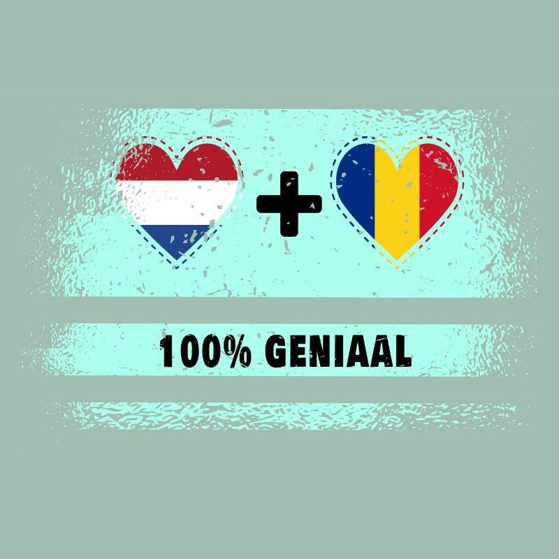 Roumanie et Pays-Bas Drapeau 100% Genius
