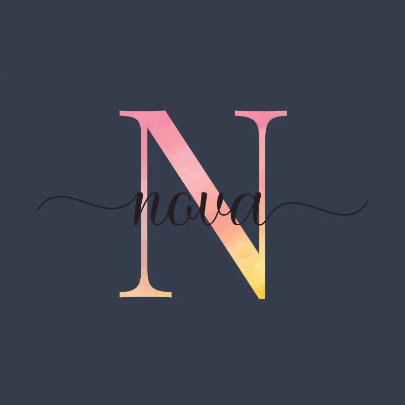 N | Monogram | Name | Nova |Watercolor