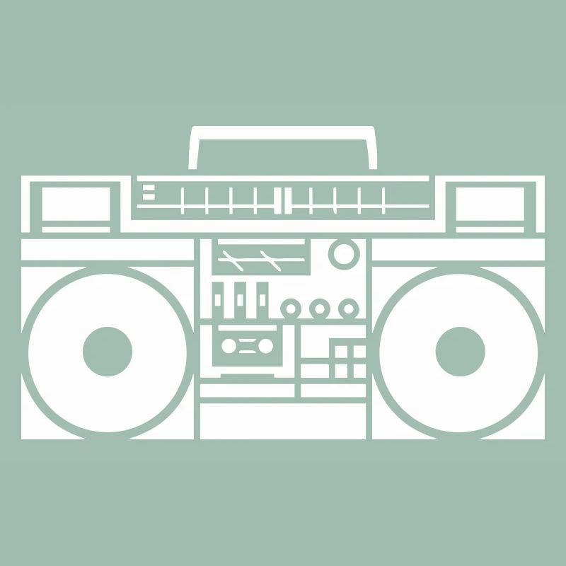 Retro Boombox Graphic Black & White