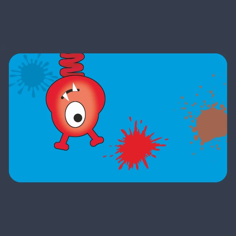 Monstre rouge et éclaboussures de couleur - Bleu