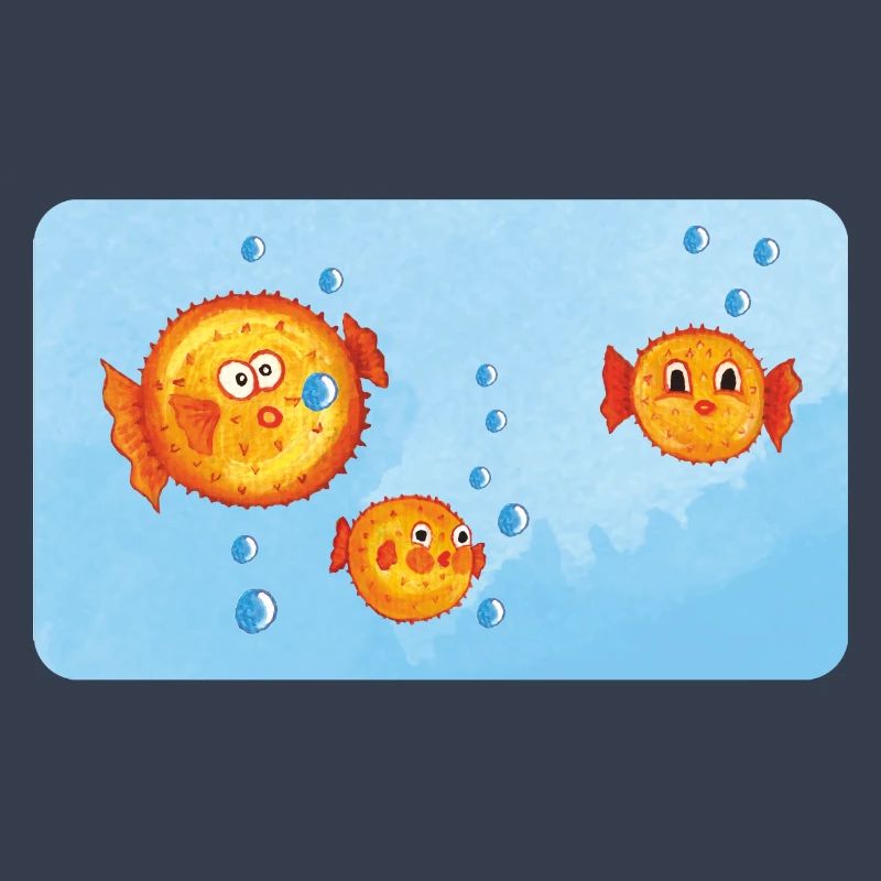Pisces - Funny Orange Puffer Fish with Air Bubbles