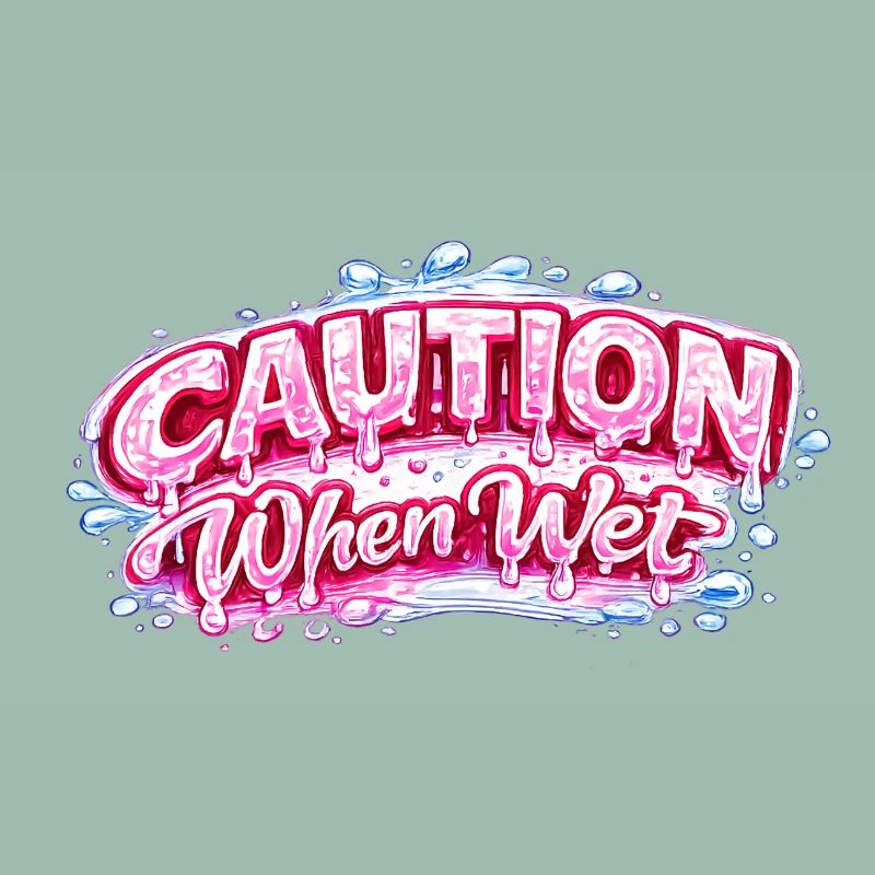Caution When Wet Funny Flirty Statement Tee pun sp