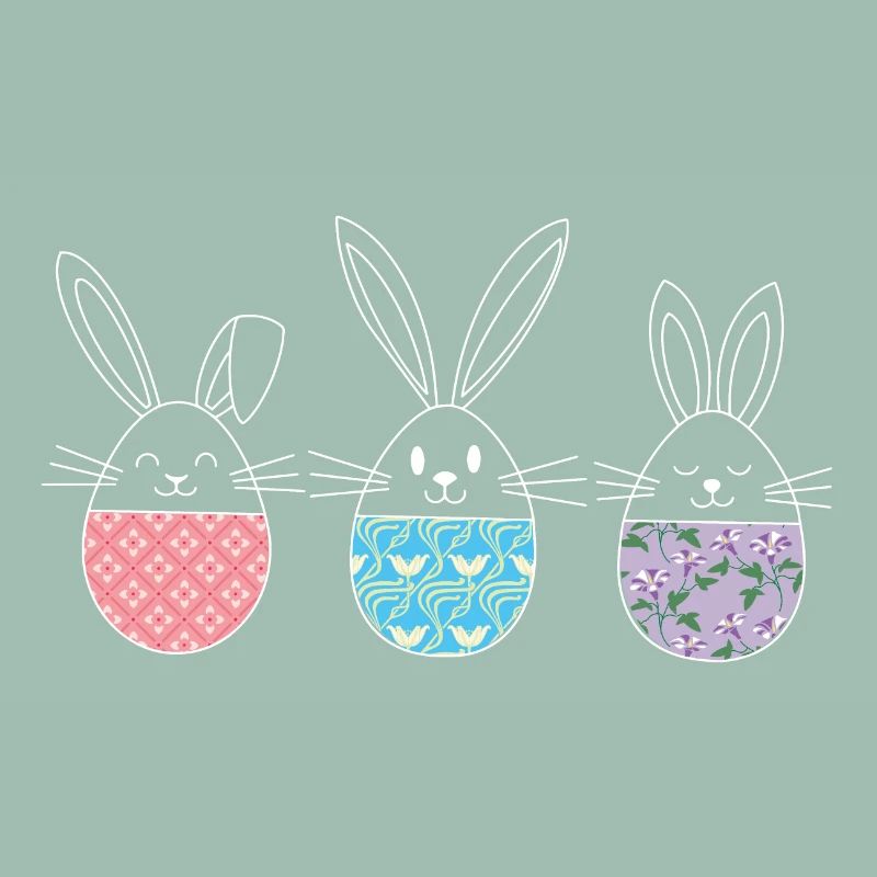 Easter, Cute Easter Bunnies Easter Eggs Drawing