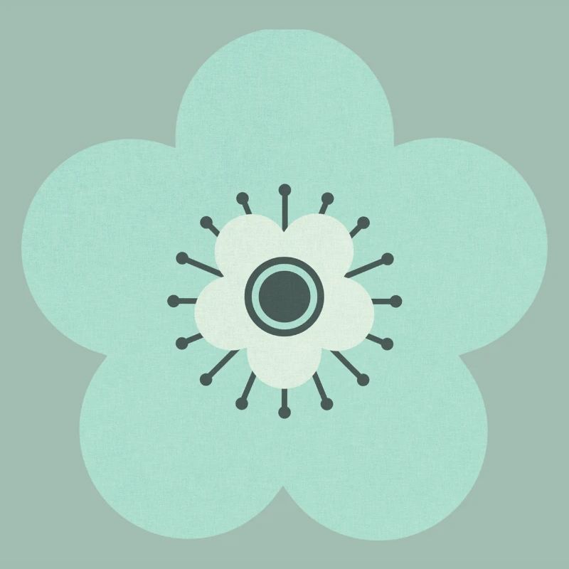 Vert menthe et fleur bleue