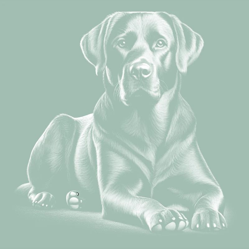 Labrador mignon dans la pose allongée