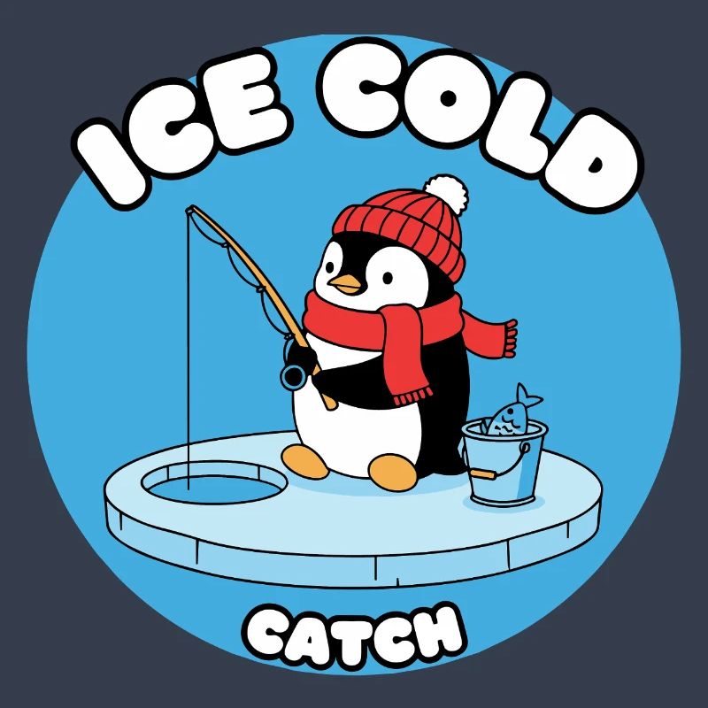 Eisfrost Pinguin fängt Eisfisch