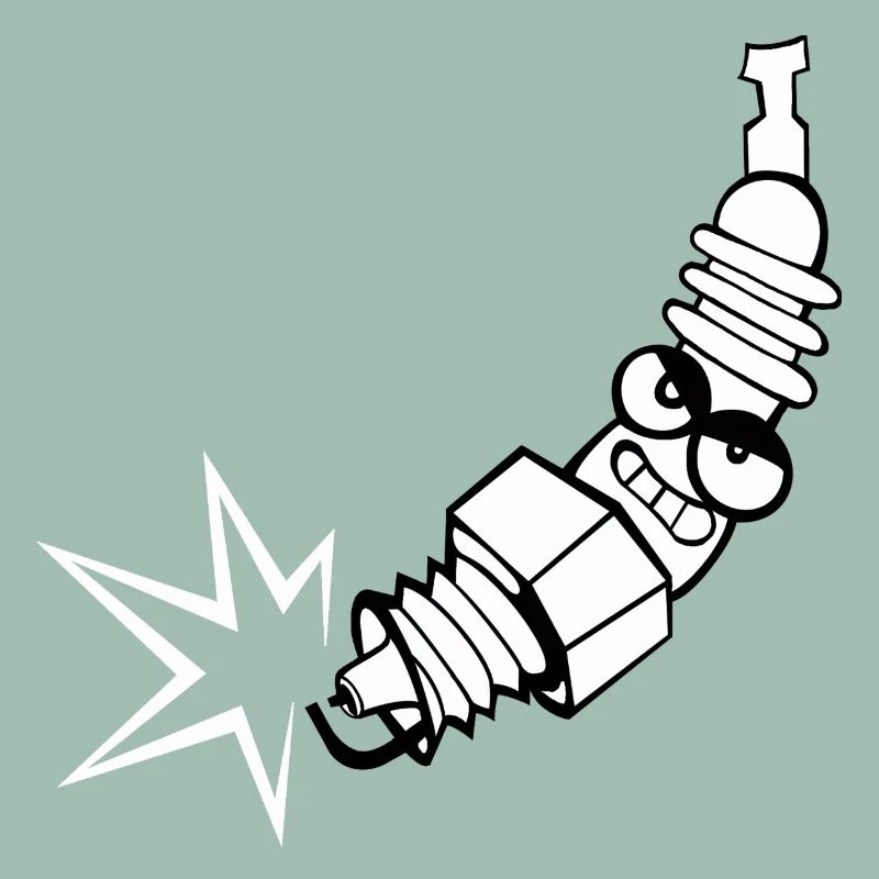 Spark plug comic with face
